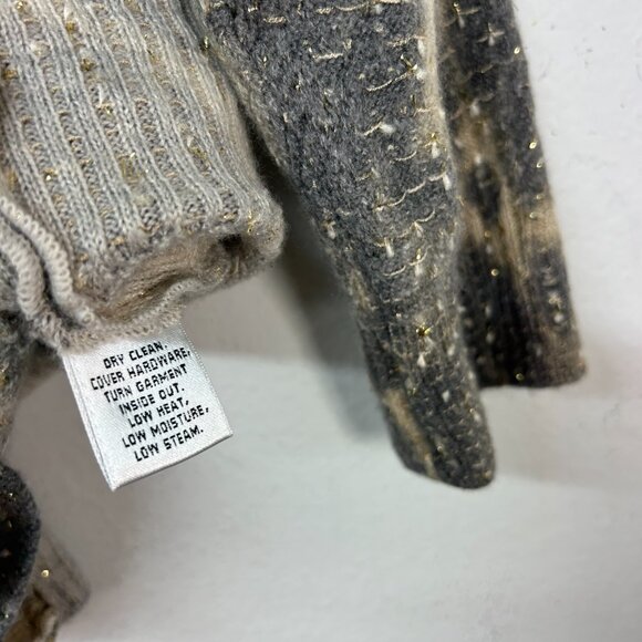 St John Couture ladies Cardigan sweater medium gray brown gold animal metallic - Picture 4 of 12